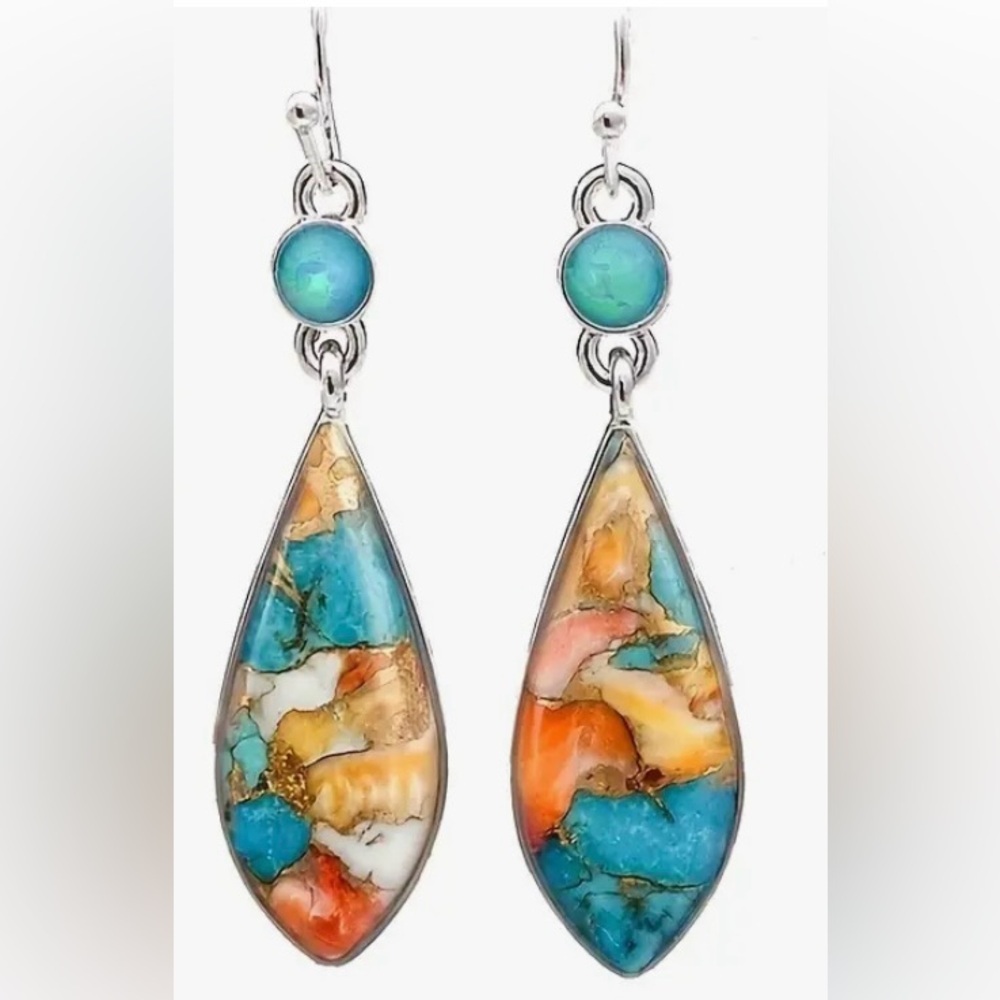 Colourful Teardrop Earrings. New.